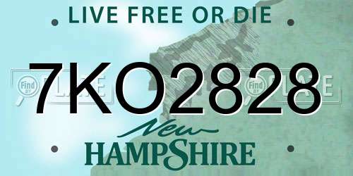 7KO2828 New Hampshire License Plate