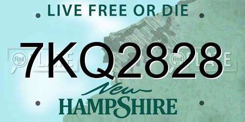7KQ2828 New Hampshire License Plate