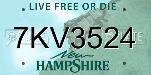 7KV3524 New Hampshire License Plate