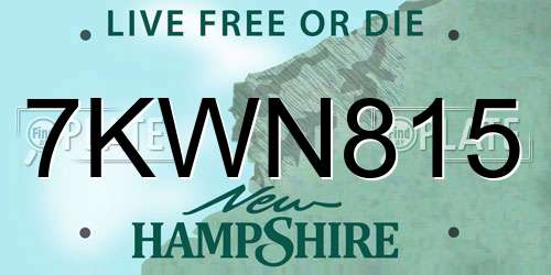 7KWN815 New Hampshire License Plate