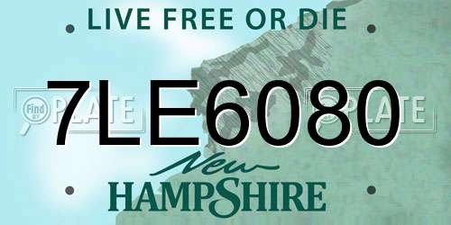 7LE6080 New Hampshire License Plate