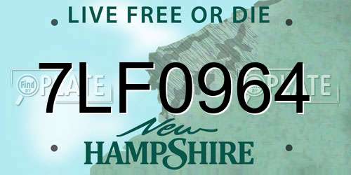 7LF0964 New Hampshire License Plate
