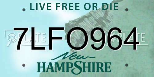 7LFO964 New Hampshire License Plate