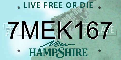 7MEK167 New Hampshire License Plate