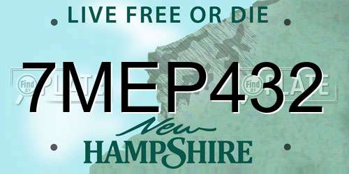 7MEP432 New Hampshire License Plate