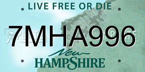 7MHA996 New Hampshire License Plate