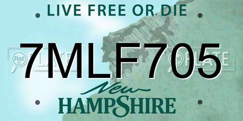 7MLF705 New Hampshire License Plate