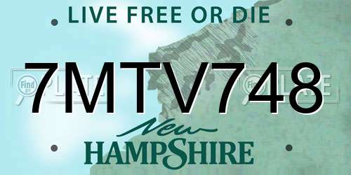 7MTV748 New Hampshire License Plate