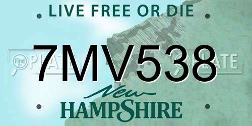 7MV538 New Hampshire License Plate