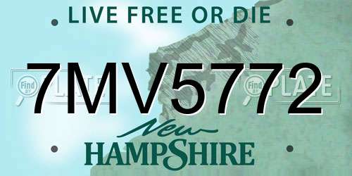 7MV5772 New Hampshire License Plate