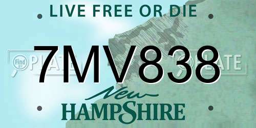 7MV838 New Hampshire License Plate