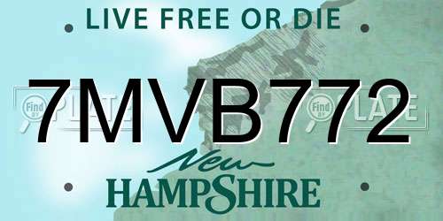 7MVB772 New Hampshire License Plate