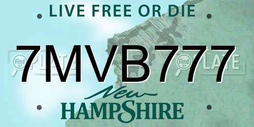 7MVB777 New Hampshire License Plate