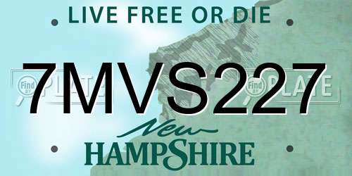 7MVS227 New Hampshire License Plate