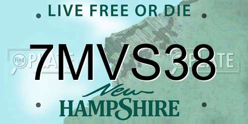 7MVS38 New Hampshire License Plate