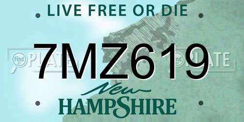 7MZ619 New Hampshire License Plate