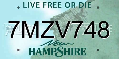 7MZV748 New Hampshire License Plate