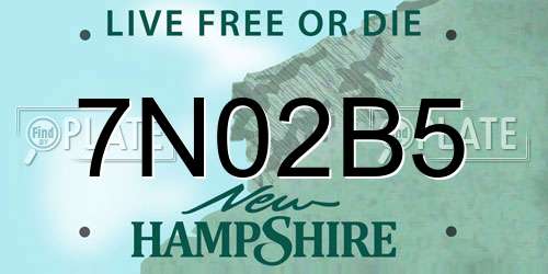 7N02B5 New Hampshire License Plate