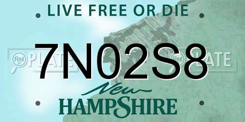 7N02S8 New Hampshire License Plate
