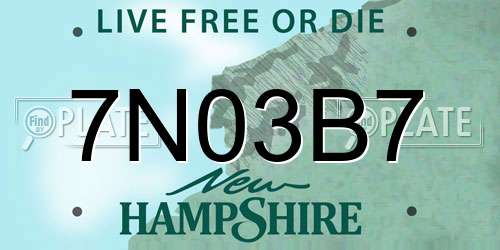 7N03B7 New Hampshire License Plate