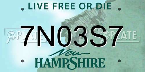 7N03S7 New Hampshire License Plate