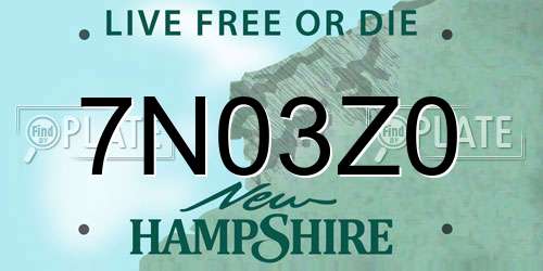7N03Z0 New Hampshire License Plate