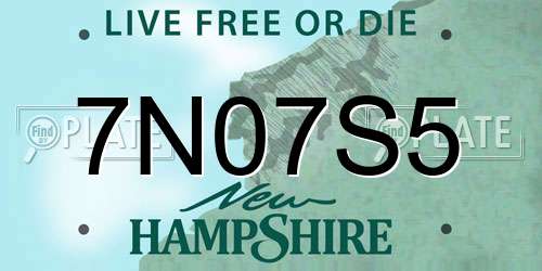 7N07S5 New Hampshire License Plate