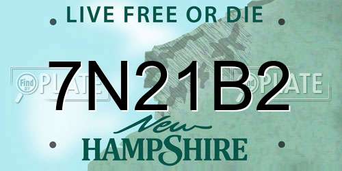 7N21B2 New Hampshire License Plate