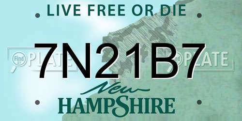 7N21B7 New Hampshire License Plate