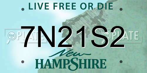 7N21S2 New Hampshire License Plate