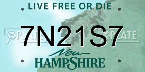 7N21S7 New Hampshire License Plate