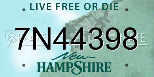 7N44398 New Hampshire License Plate