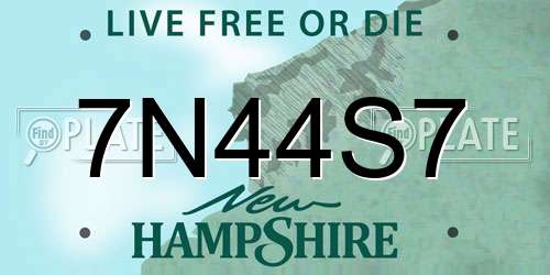 7N44S7 New Hampshire License Plate