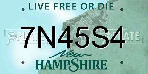 7N45S4 New Hampshire License Plate