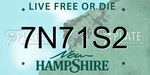 7N71S2 New Hampshire License Plate