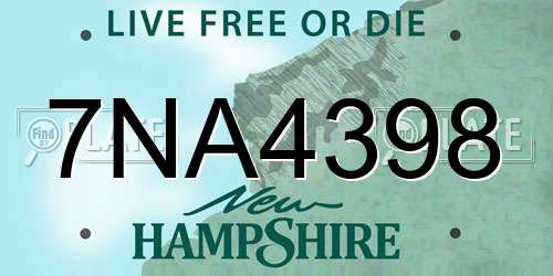 7NA4398 New Hampshire License Plate