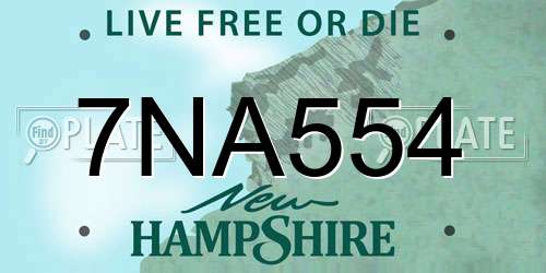 7NA554 New Hampshire License Plate