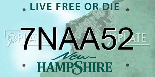 7NAA52 New Hampshire License Plate