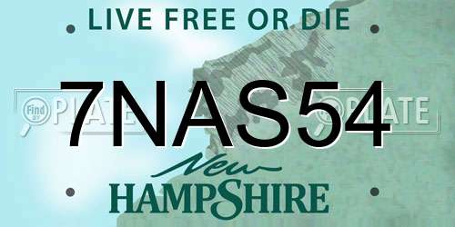 7NAS54 New Hampshire License Plate