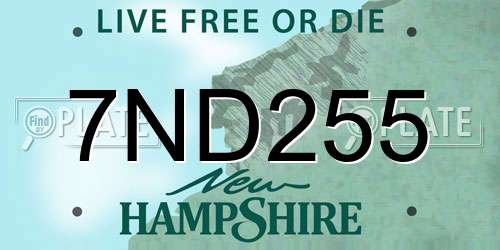 7ND255 New Hampshire License Plate