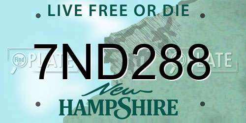 7ND288 New Hampshire License Plate