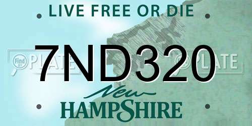 7ND320 New Hampshire License Plate