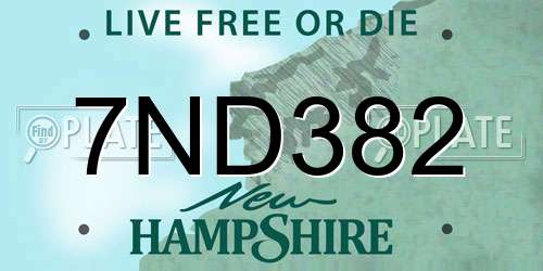 7ND382 New Hampshire License Plate