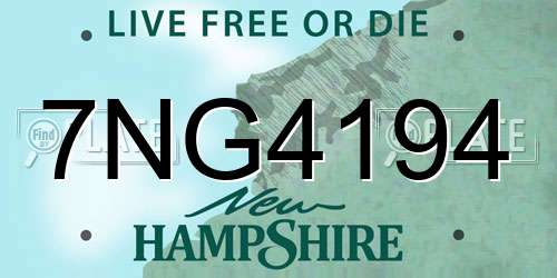 7NG4194 New Hampshire License Plate