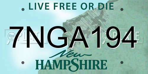 7NGA194 New Hampshire License Plate