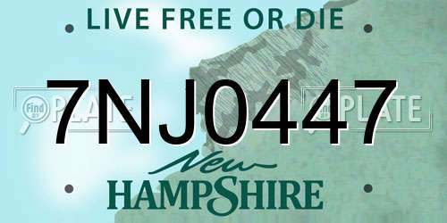 7NJ0447 New Hampshire License Plate