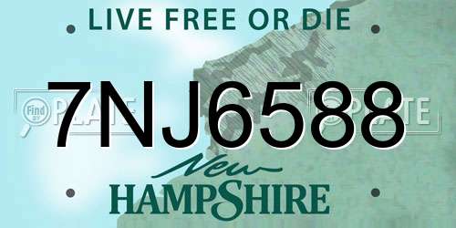 7NJ6588 New Hampshire License Plate
