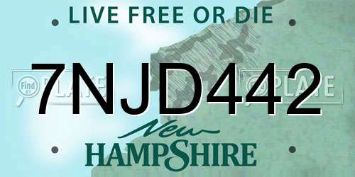 7NJD442 New Hampshire License Plate