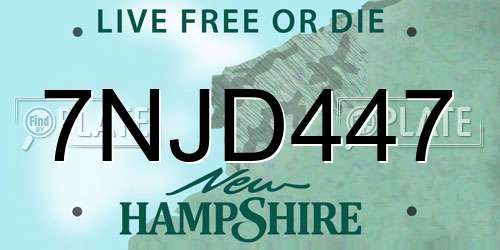 7NJD447 New Hampshire License Plate