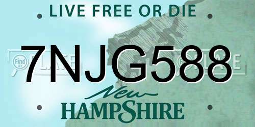 7NJG588 New Hampshire License Plate